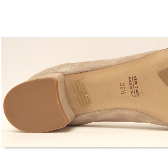 New AGL Taupe Shimmer Block Heel Pumps 38.5 - Picture 7 of 8